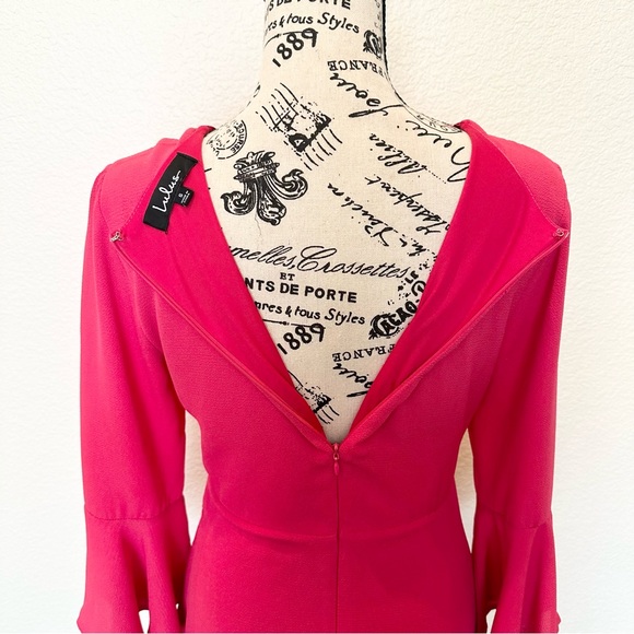 LULUS Center of Attention Magenta Flounce Sleeve Dress (S) - Picture 7 of 10